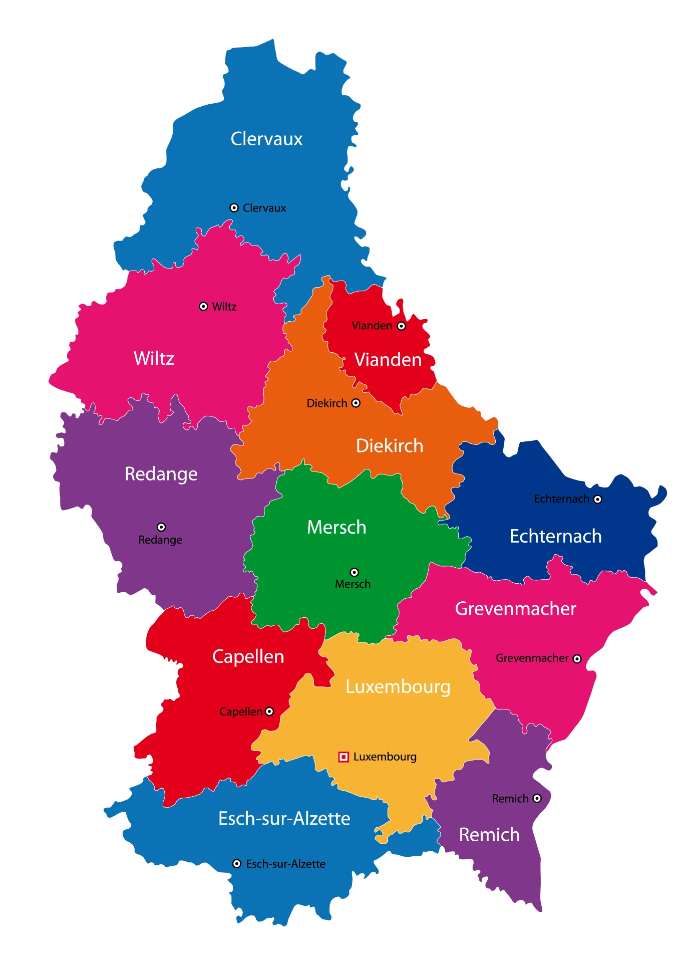 Carte des cantons du Luxembourg